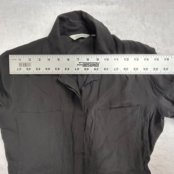 Tylho Womens Long Sleeve Black 100% Silk Button Down Shirt Dress Small Casual - Picture 6 of 9